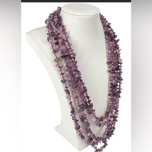 Multi-Strand Amethyst Necklace - NWT & Silver w/Gold
Overlay Rose Quartz Pendant